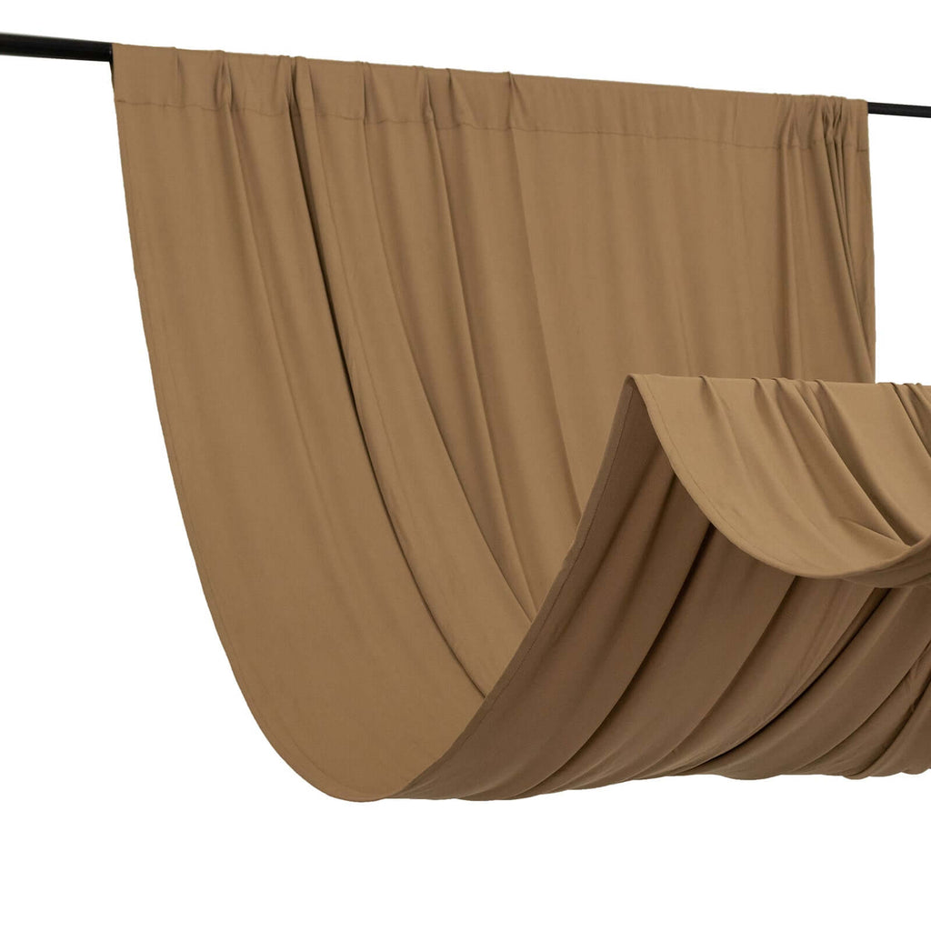 Taupe 4 - Way Stretch Spandex Event Curtain Drapes, Wrinkle Free Backdrop Event Panel with Rod Pockets - 5ftx10ft - Bell Racket Store