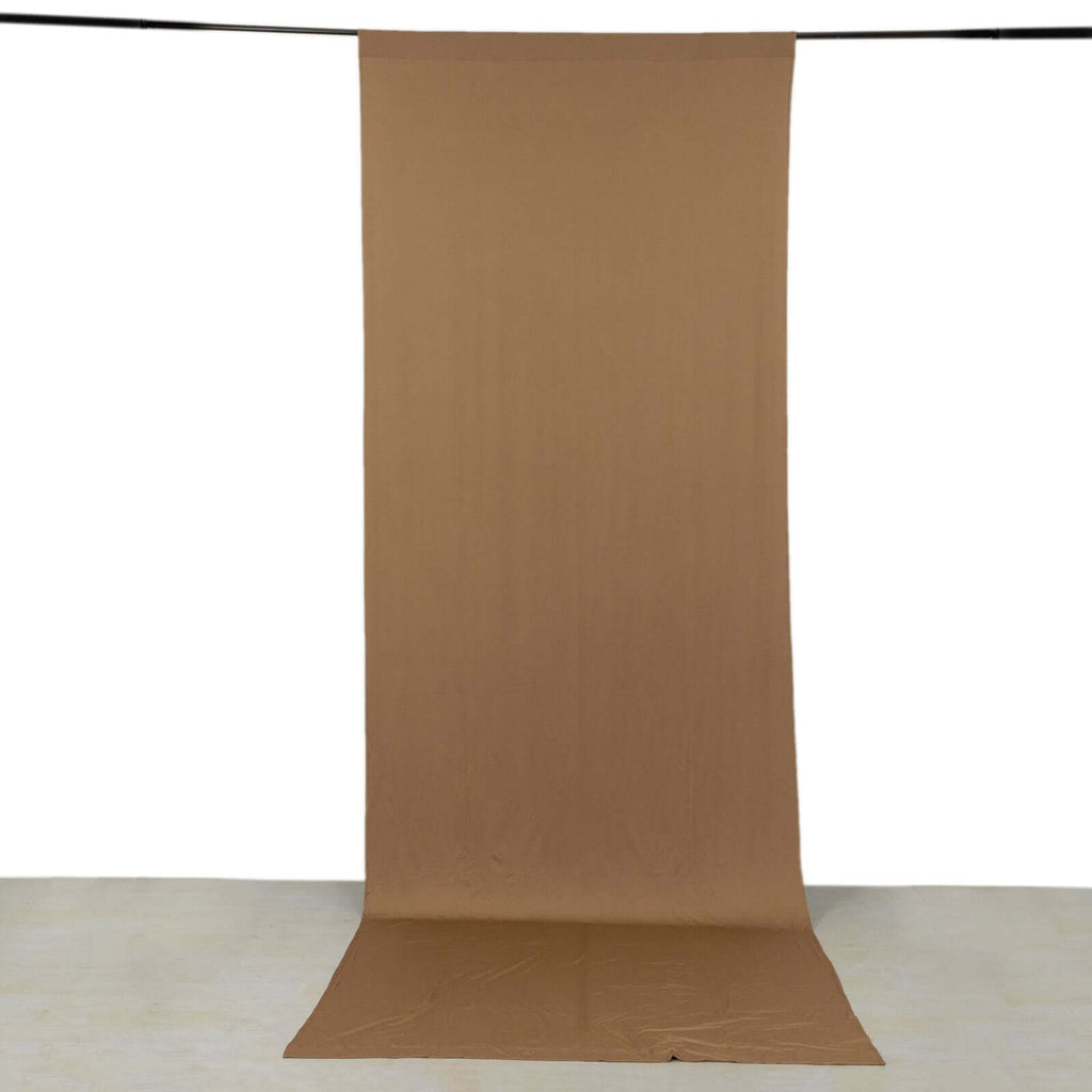 Taupe 4 - Way Stretch Spandex Event Curtain Drapes, Wrinkle Free Backdrop Event Panel with Rod Pockets - 5ftx14ft - Bell Racket Store