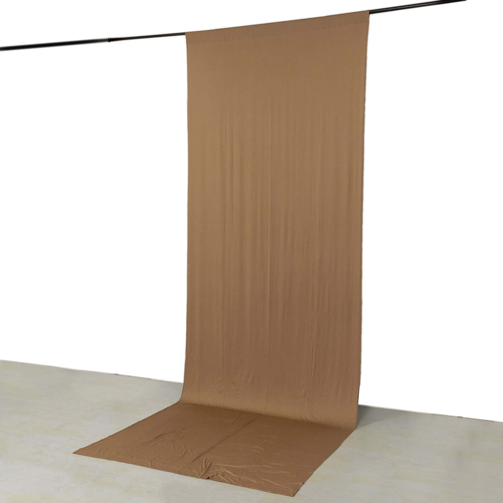 Taupe 4 - Way Stretch Spandex Event Curtain Drapes, Wrinkle Free Backdrop Event Panel with Rod Pockets - 5ftx14ft - Bell Racket Store