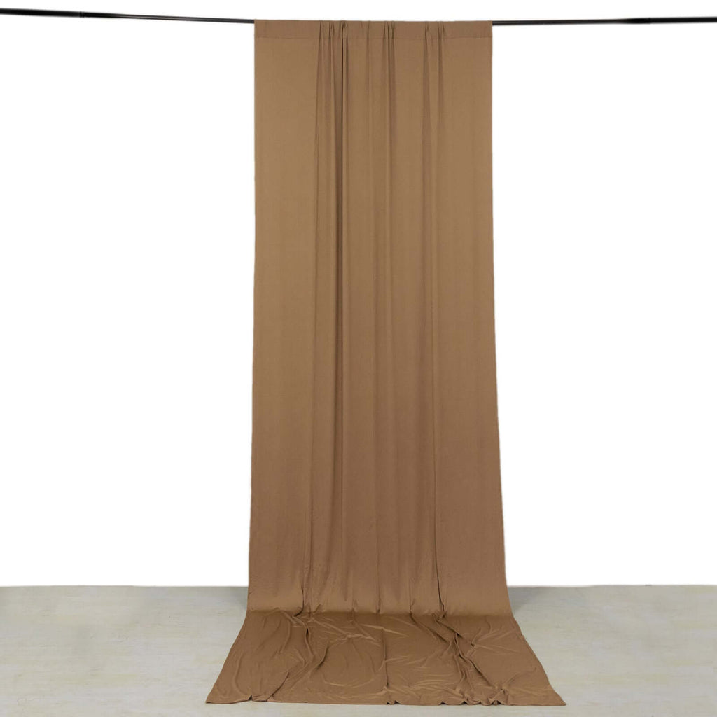 Taupe 4 - Way Stretch Spandex Event Curtain Drapes, Wrinkle Free Backdrop Event Panel with Rod Pockets - 5ftx14ft - Bell Racket Store