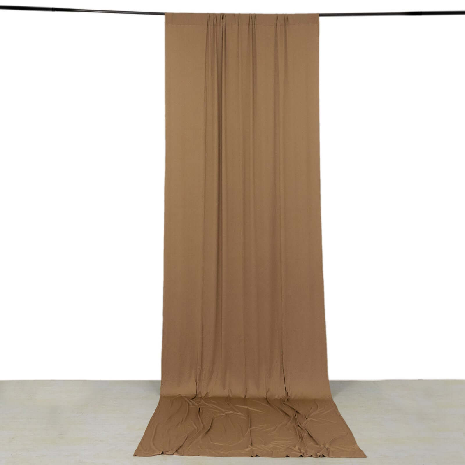 Taupe 4 - Way Stretch Spandex Event Curtain Drapes, Wrinkle Free Backdrop Event Panel with Rod Pockets - 5ftx14ft - Bell Racket Store