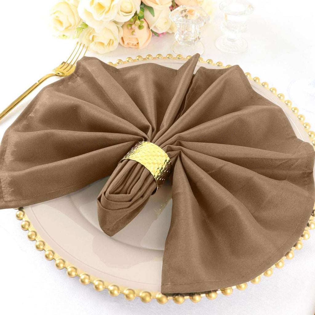 5 Pack Polyester 20"x20" Napkins Taupe - Wrinkle Resistant & Easy Care Cloth Napkins