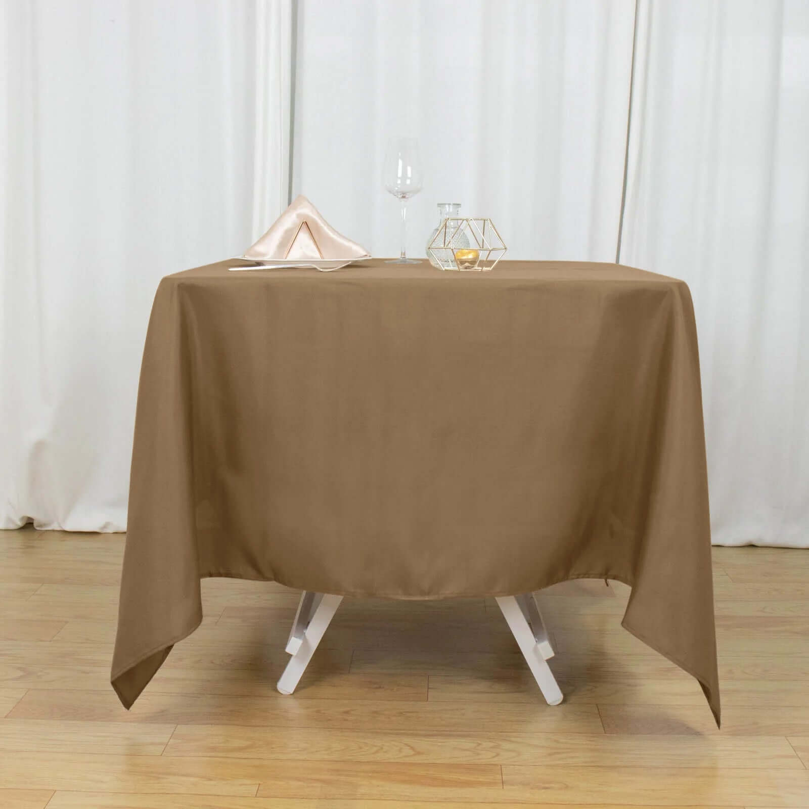 Polyester Square 70"x70" Tablecloth Taupe - Wrinkle-Resistant & Durable Table Cover