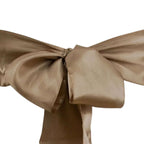 5 Pack Satin Chair Sashes Taupe - Durable Chair Bows with Shiny Finish 6"x106"