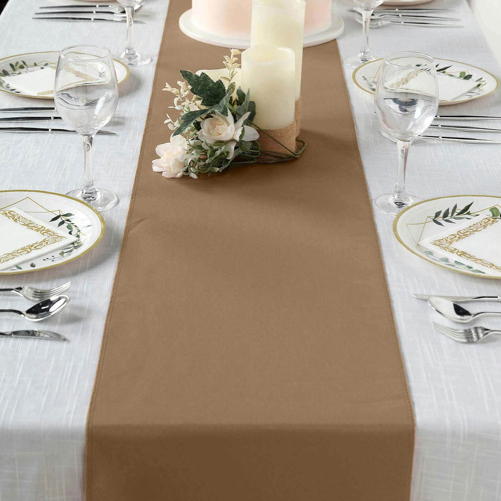 Polyester 12"x108" Table Runner Taupe - Durable & Wrinkle-Resistant Table Decor