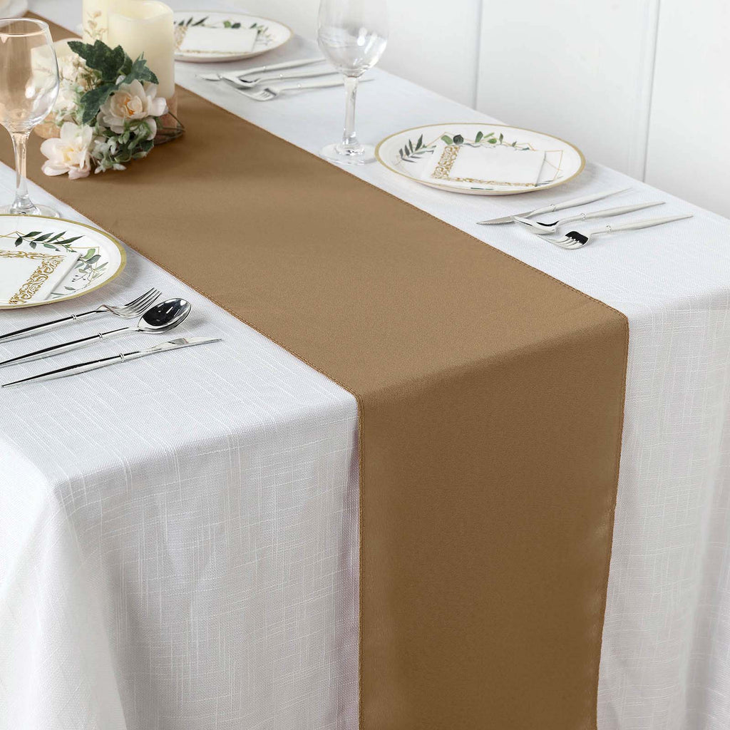 Polyester 12"x108" Table Runner Taupe - Durable & Wrinkle-Resistant Table Decor