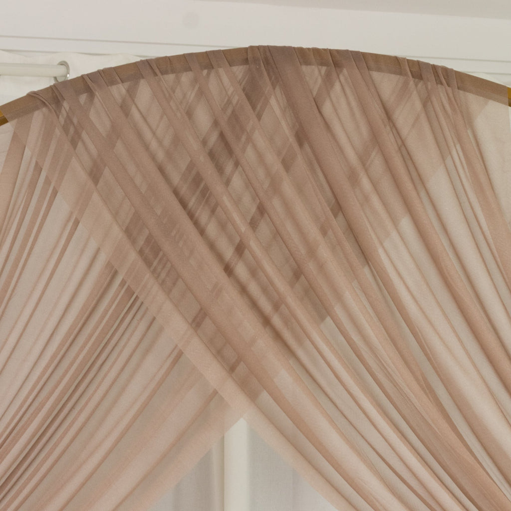 Taupe Sheer Backdrop Drape â€“ 5ftx32ft Wedding Arch & Ceiling Decor Panel, Wrinkle Free with Soft Shimmer - Bell Racket Store