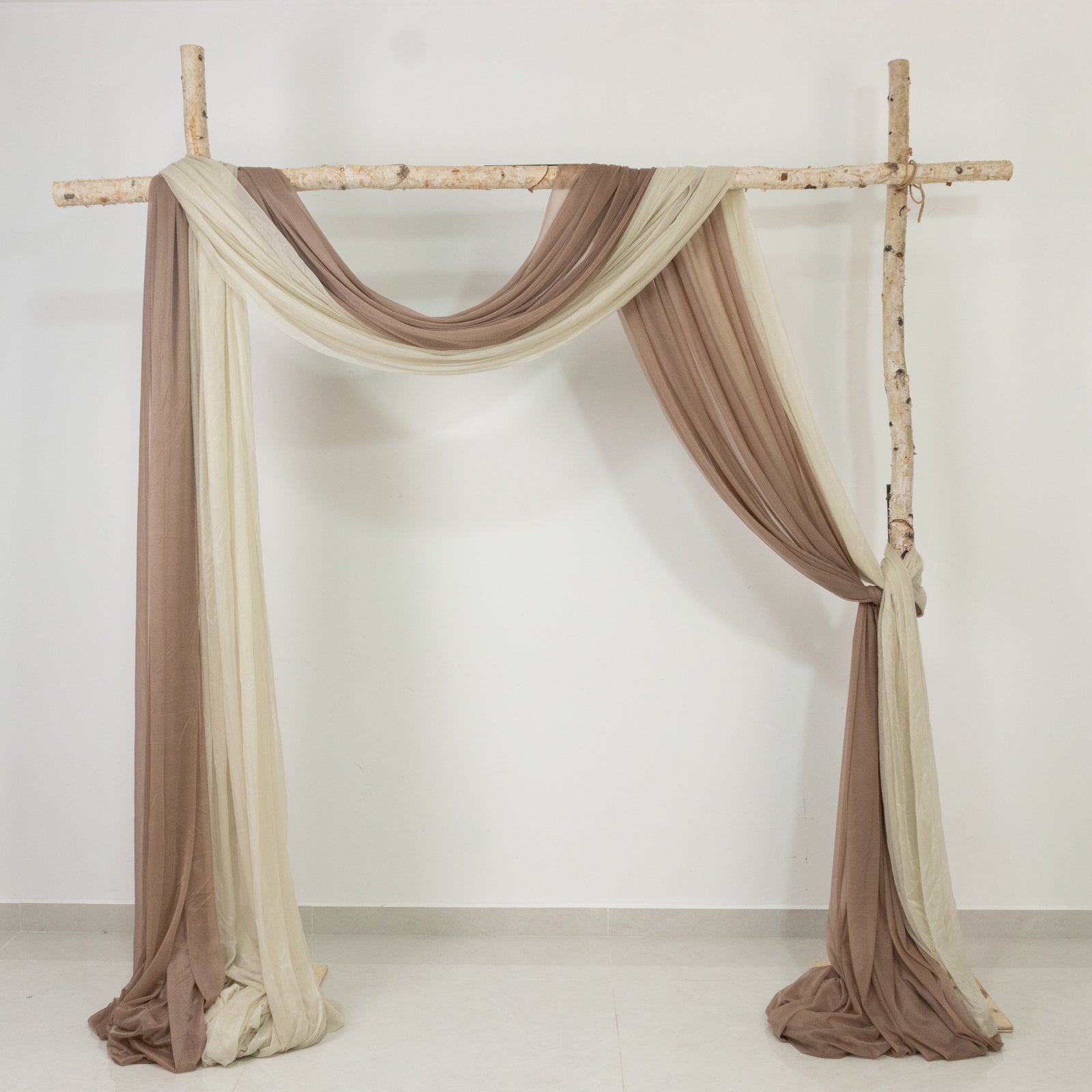 Taupe Sheer Backdrop Drape â€“ 5ftx32ft Wedding Arch & Ceiling Decor Panel, Wrinkle Free with Soft Shimmer - Bell Racket Store