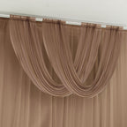 Taupe Sheer Chiffon Valance Curtain 4ft x 5ft â€“ Wedding Arch Drape with Rod Pocket, Voile Backdrop Panel - Bell Racket Store