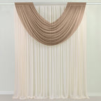 Taupe Sheer Chiffon Valance Curtain 4ft x 5ft â€“ Wedding Arch Drape with Rod Pocket, Voile Backdrop Panel - Bell Racket Store