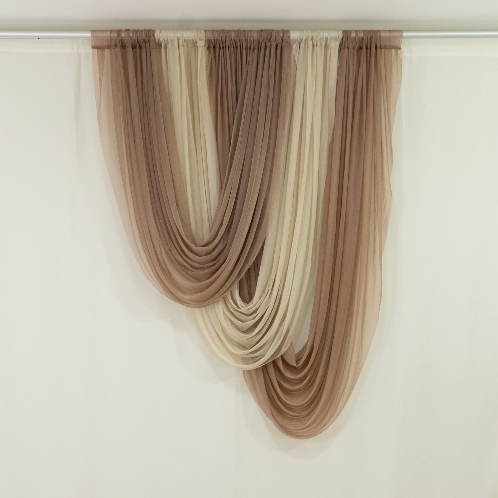 Taupe Sheer Chiffon Valance Curtain 4ft x 6ft â€“ Wedding Arch Drape with Rod Pocket, Voile Backdrop Panel - Bell Racket Store