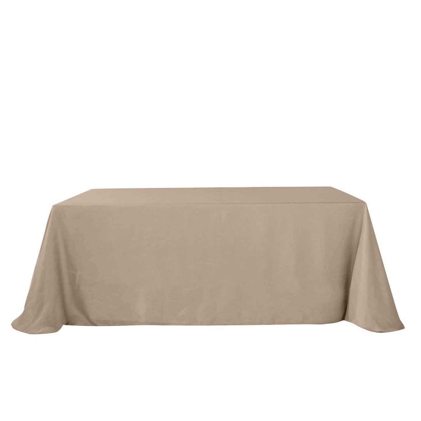 Faux Linen 90"x132" Rectangular Tablecloth Taupe - Slubby Texture Wrinkle-Resistant Seamless Table Cover