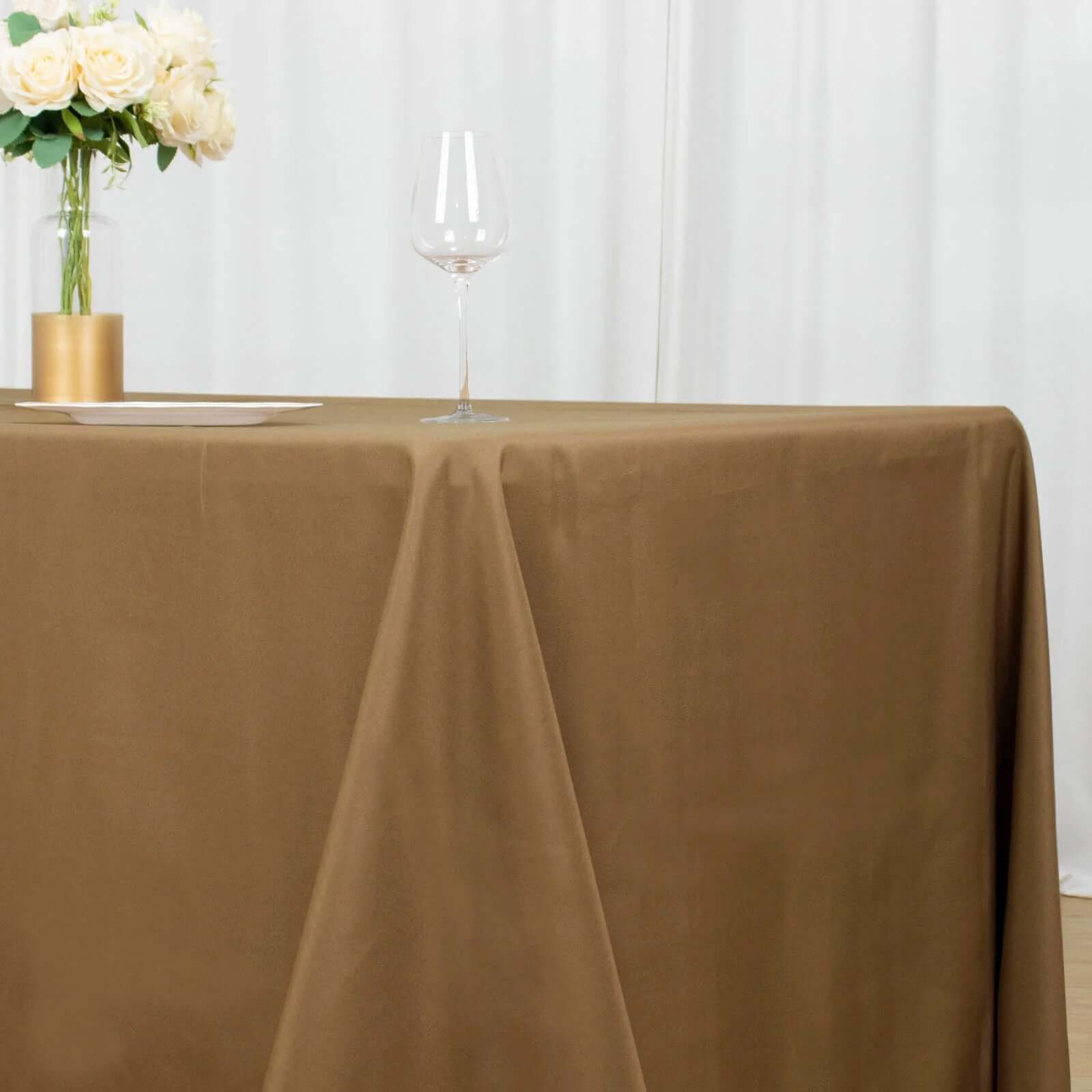 Polyester 90"x156" Rectangle Tablecloth Taupe - Seamless Wrinkle-Resistant Table Cover