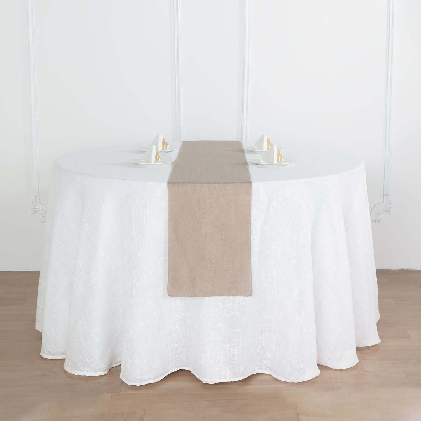 Faux Linen 12"x108" Table Runner Taupe - Slubby Textured & Wrinkle Resistant Table Decor