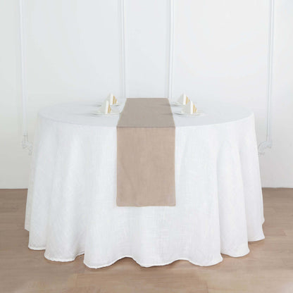 Faux Linen 12"x108" Table Runner Taupe - Slubby Textured & Wrinkle Resistant Table Decor