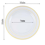 10-Pack Plastic Dinner Plates Clear with TrÃ¨s Chic Gold Rim - Perfect Disposable Party Plates 10"