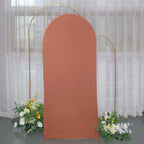 6ft Matte Terracotta (Rust) Spandex Fitted Chiara Backdrop Stand Cover For Round Top Wedding Arch