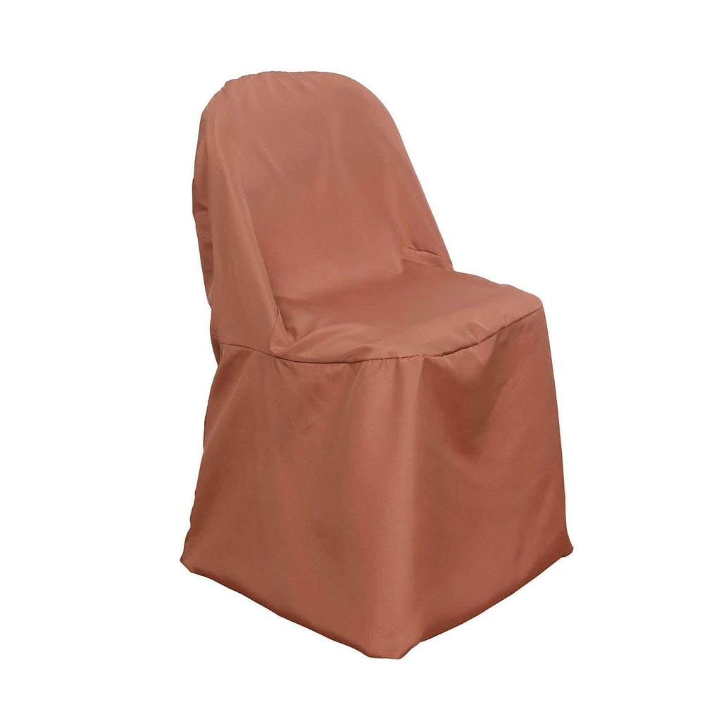 Polyester Slip On Folding Chair Covers Terracotta (Rust) - Stain-Resistant Reusable Durable Fabric