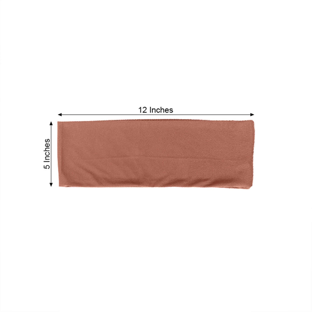 5 Pack Stretch Spandex Chair Sashes Terracotta (Rust) - Fitted Finish Two Ply Heavy Duty Chair Bands 5"x12"