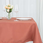 Premium Polyester 54"x54" Table Overlay Square Tablecloth Terracotta (Rust) - Stain and Wrinkle-Resistant 220GSM Table Topper