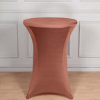 Spandex 30" Round Cocktail Table Cover Terracotta (Rust) - Easy to Maintain Stretch Fitted Highboy Tablecloth