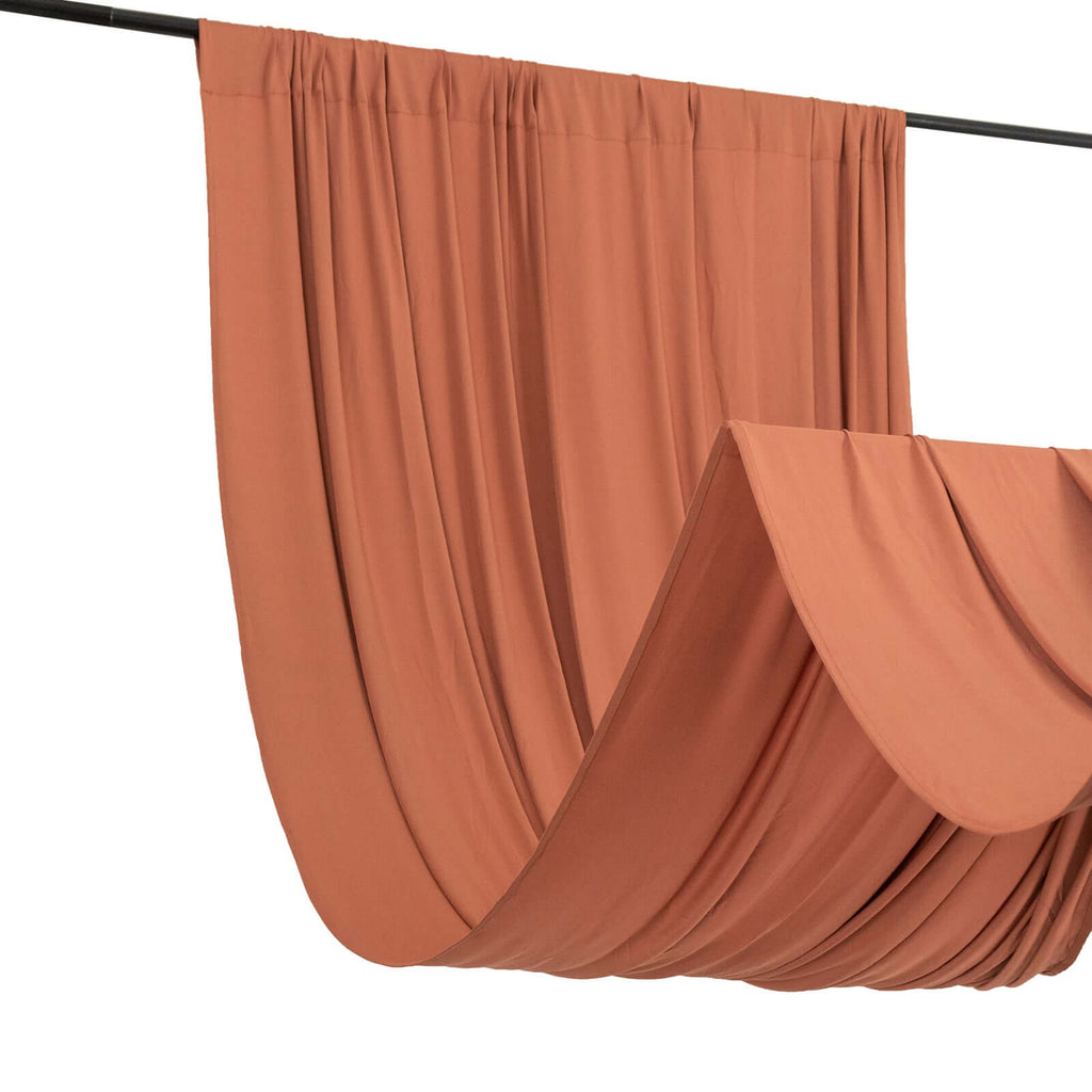 Terracotta (Rust) 4 - Way Stretch Spandex Event Curtain Drapes, Wrinkle Free Backdrop Event Panel with Rod Pockets - 5ftx10ft - Bell Racket Store