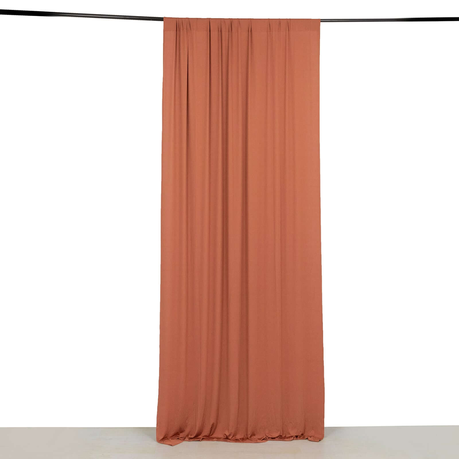 Terracotta (Rust) 4 - Way Stretch Spandex Event Curtain Drapes, Wrinkle Free Backdrop Event Panel with Rod Pockets - 5ftx10ft - Bell Racket Store