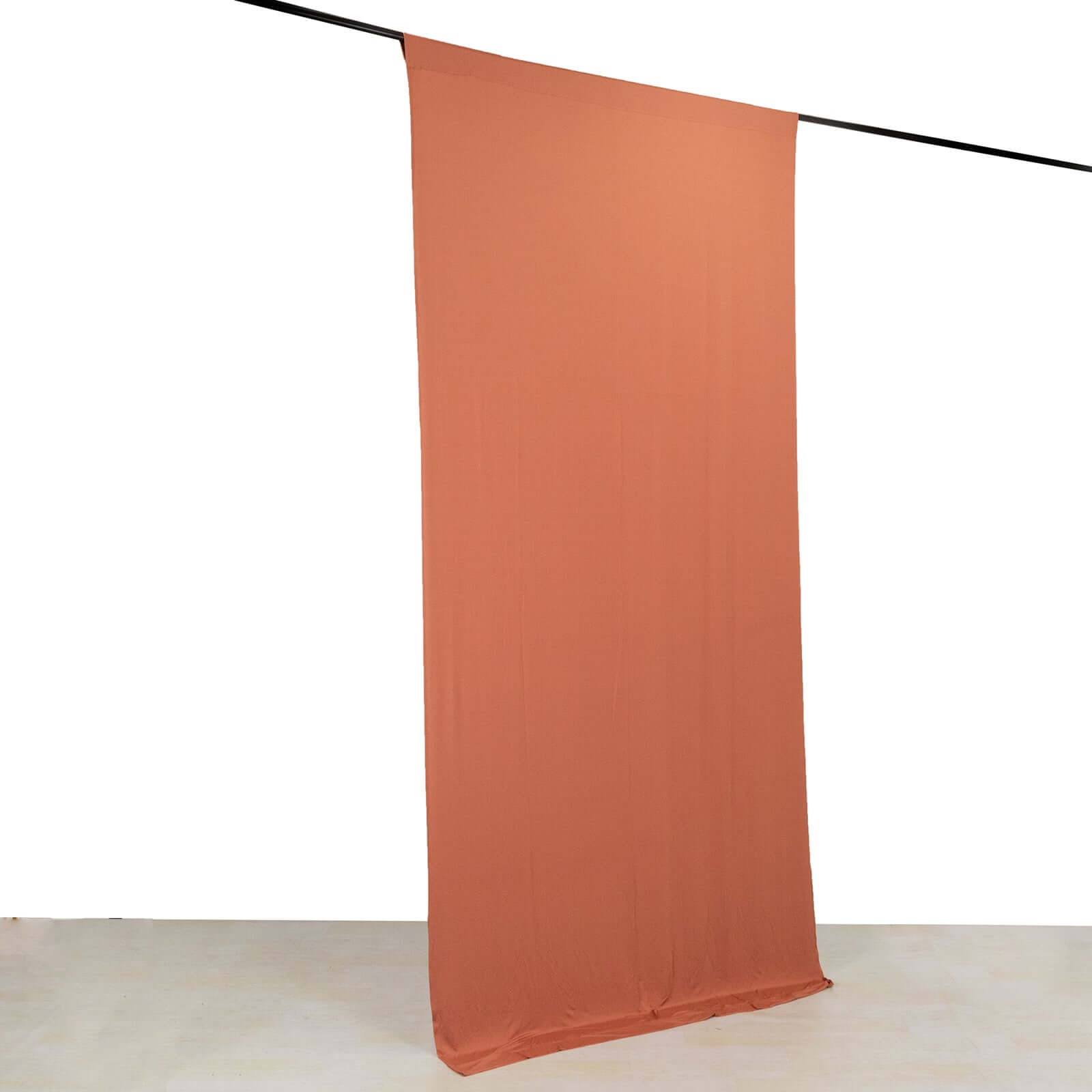 Terracotta (Rust) 4 - Way Stretch Spandex Event Curtain Drapes, Wrinkle Free Backdrop Event Panel with Rod Pockets - 5ftx10ft - Bell Racket Store