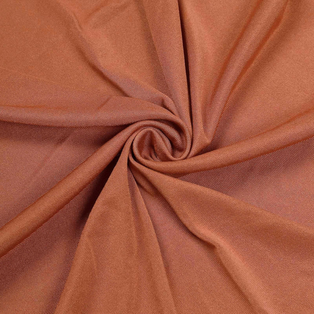 Terracotta (Rust) 4 - Way Stretch Spandex Event Curtain Drapes, Wrinkle Free Backdrop Event Panel with Rod Pockets - 5ftx10ft - Bell Racket Store