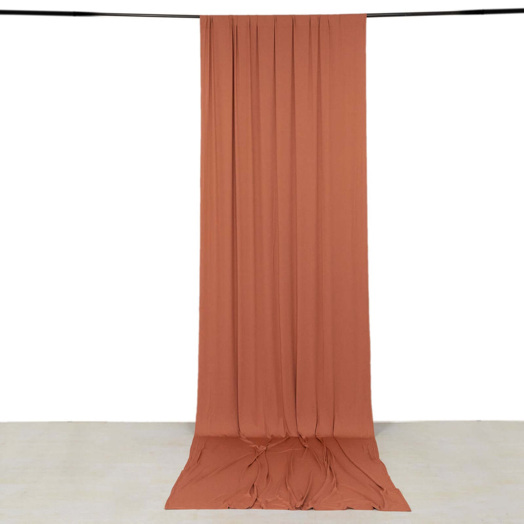 Terracotta (Rust) 4 - Way Stretch Spandex Event Curtain Drapes, Wrinkle Free Backdrop Event Panel with Rod Pockets - 5ftx14ft - Bell Racket Store