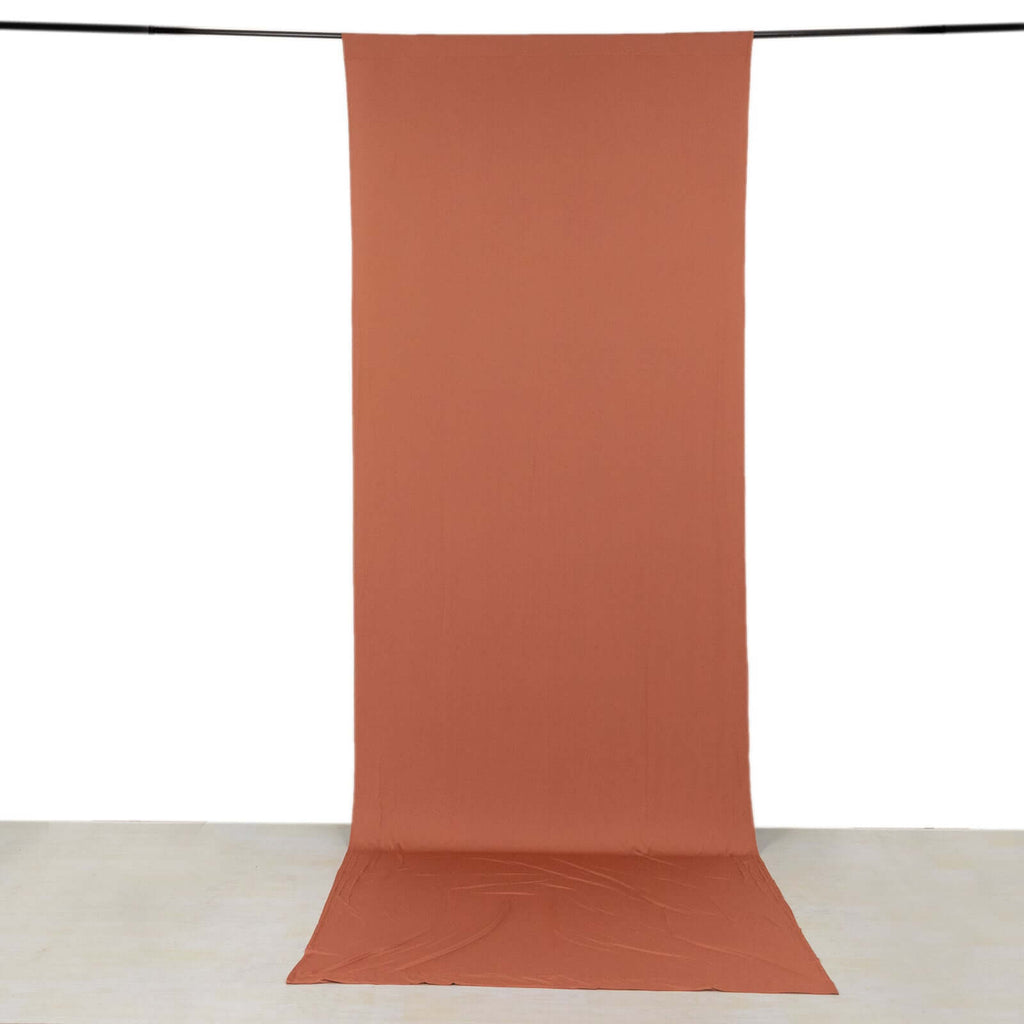 Terracotta (Rust) 4 - Way Stretch Spandex Event Curtain Drapes, Wrinkle Free Backdrop Event Panel with Rod Pockets - 5ftx14ft - Bell Racket Store