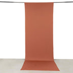 Terracotta (Rust) 4 - Way Stretch Spandex Event Curtain Drapes, Wrinkle Free Backdrop Event Panel with Rod Pockets - 5ftx14ft - Bell Racket Store