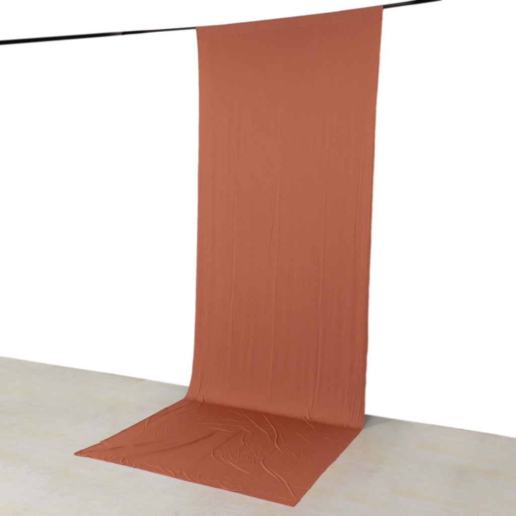 Terracotta (Rust) 4 - Way Stretch Spandex Event Curtain Drapes, Wrinkle Free Backdrop Event Panel with Rod Pockets - 5ftx14ft - Bell Racket Store