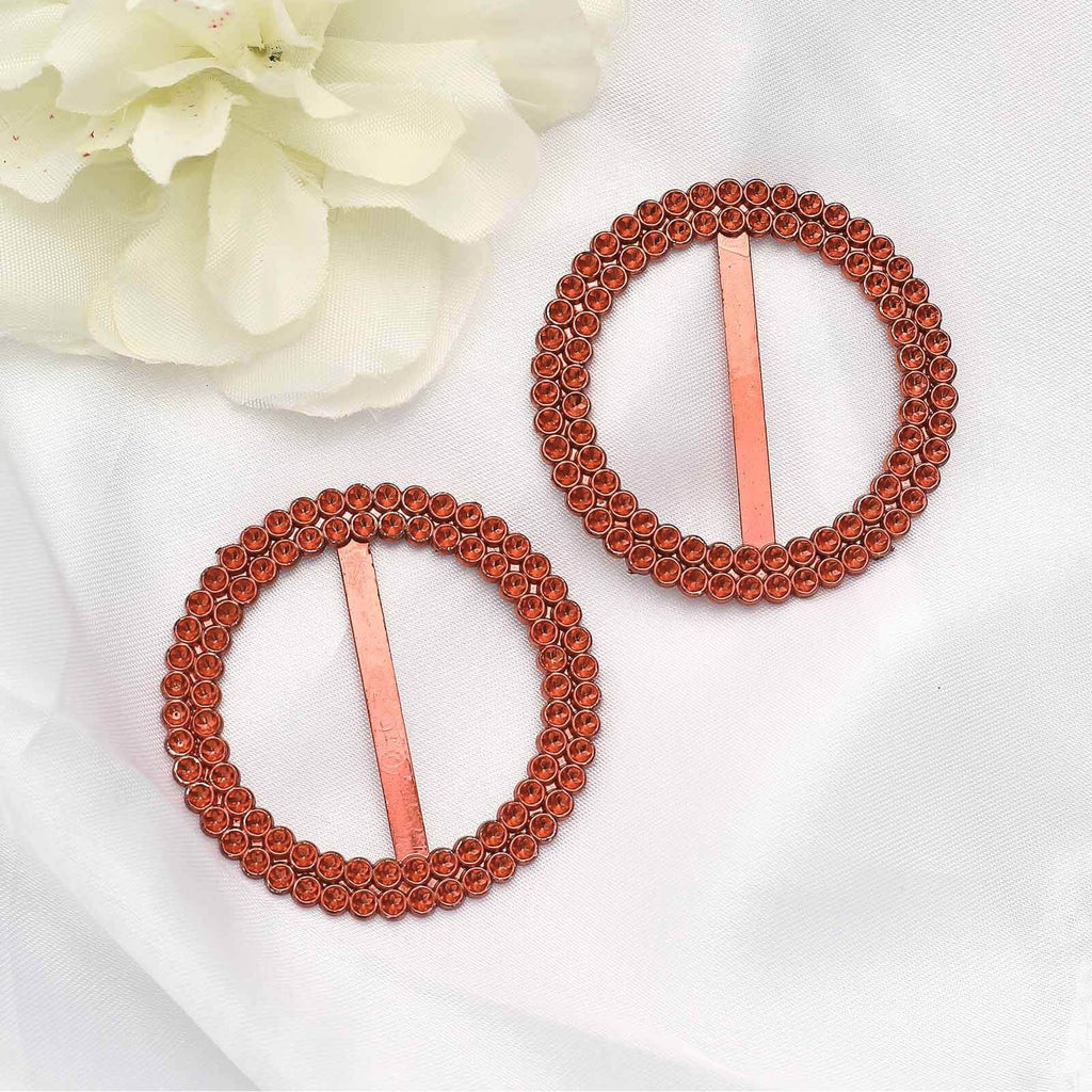 20 Pack Diamond Round Chair Sash Band Buckle Pins Terracotta (Rust) - Timeless Rhinestone Napkin Rings 2.5"
