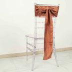 5 Pack Taffeta 6"x106" Chair Sashes Terracotta (Rust) Accordion Crinkle Texture - Stylish Decor for Weddings & Gatherings