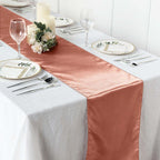 Satin 12"x108" Table Runner Terracotta (Rust) - Stylish Table Linen