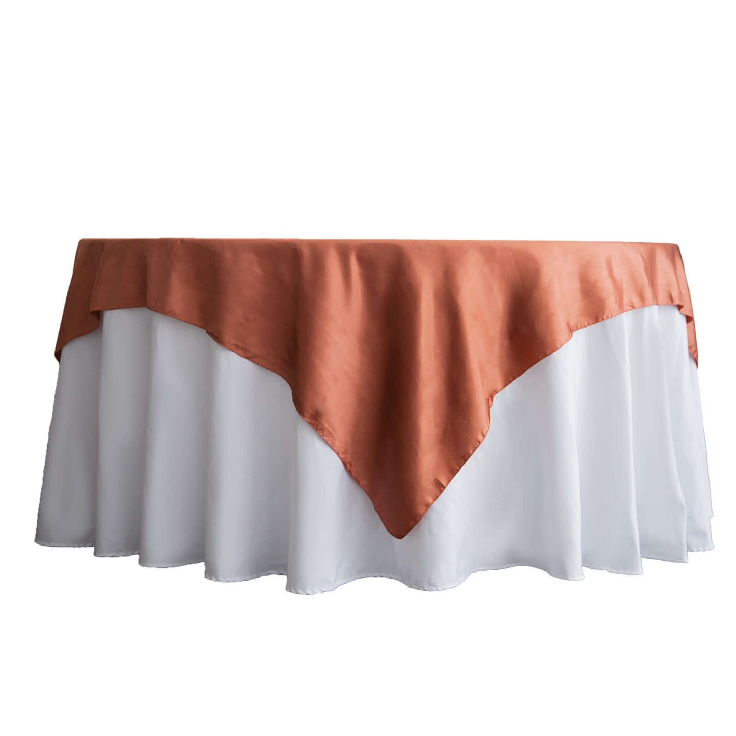 Satin 72"x72" Table Overlay Square Tablecloth Terracotta (Rust) - Smooth Finish Table Cover