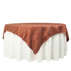 Taffeta 72"x72" Table Overlay Square Tablecloth Terracotta (Rust) - Accordion Crinkle Table Cover
