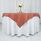 Premium Polyester 54"x54" Table Overlay Square Tablecloth Terracotta (Rust) - Stain and Wrinkle-Resistant 220GSM Table Topper