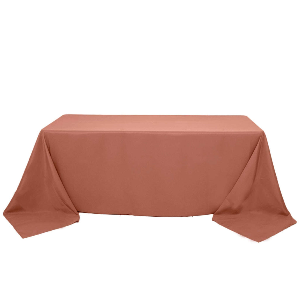 Premium Polyester 90"x132" Rectangle Tablecloth Terracotta (Rust) - Seamless 220GSM Stain-Resistant Table Cover