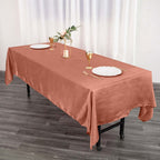 Satin Rectangular 60"x102" Tablecloth Terracotta (Rust) - Smooth and Lustrous Table Cover