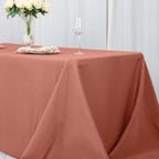 Premium Polyester 90"x132" Rectangle Tablecloth Terracotta (Rust) - Seamless 220GSM Stain-Resistant Table Cover
