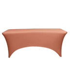 Stretch Spandex 6ft Rectangle Tablecloth Terracotta (Rust) - Durable Form-Fitting Table Cover