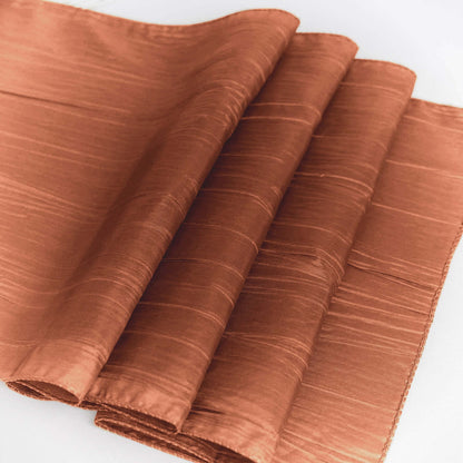 Taffeta 12"x108" Table Runner Terracotta (Rust) - Accordion Crinkle Design
