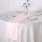 Taffeta 12"x108" Table Runner Blush - Accordion Crinkle Design