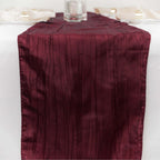 Taffeta 12"x108" Table Runner Burgundy - Accordion Crinkle Design