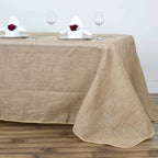 Burlap Jute 90"x156" Rectangle Tablecloth Natural - Rustic Boho Chic Seamless Table Linen