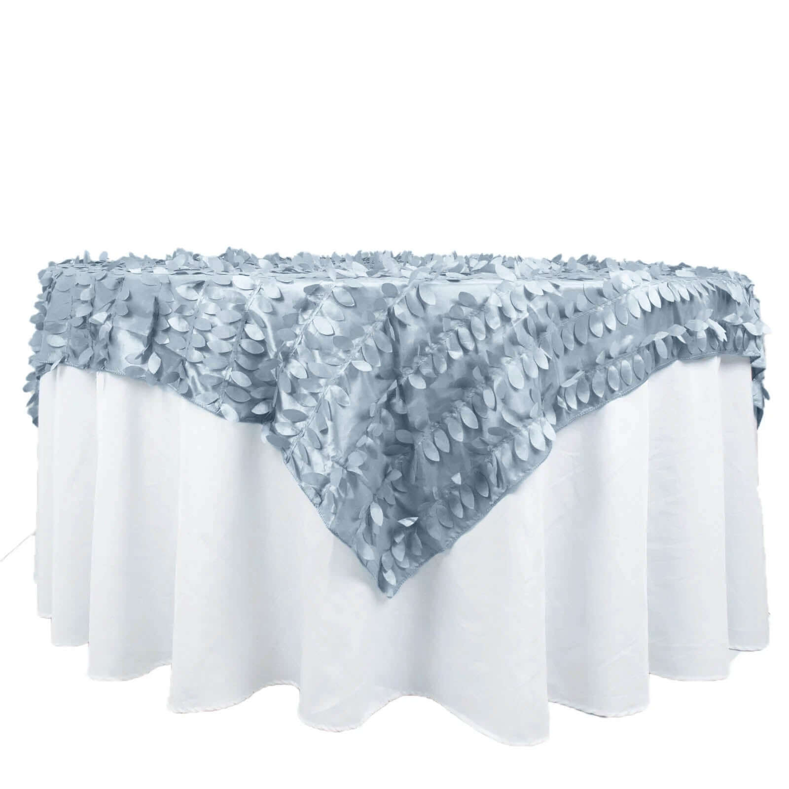 Taffeta 72"x72" Table Overlay Square Tablecloth Dusty Blue - 3D Leaf Petal Table Cover
