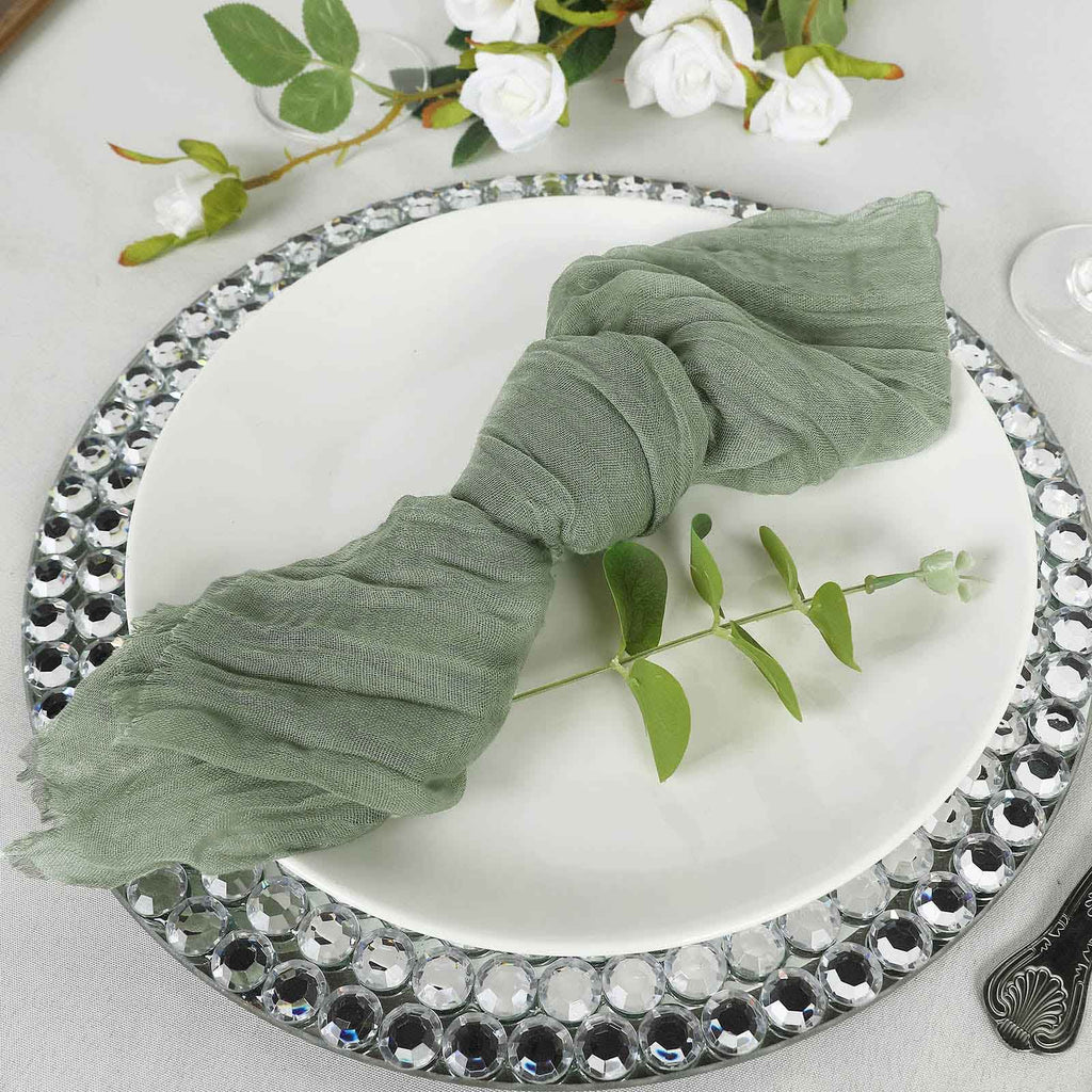 5 Pack Gauze Cheesecloth 24"x19" Napkins Dusty Sage Green Reusable Dinner Napkins