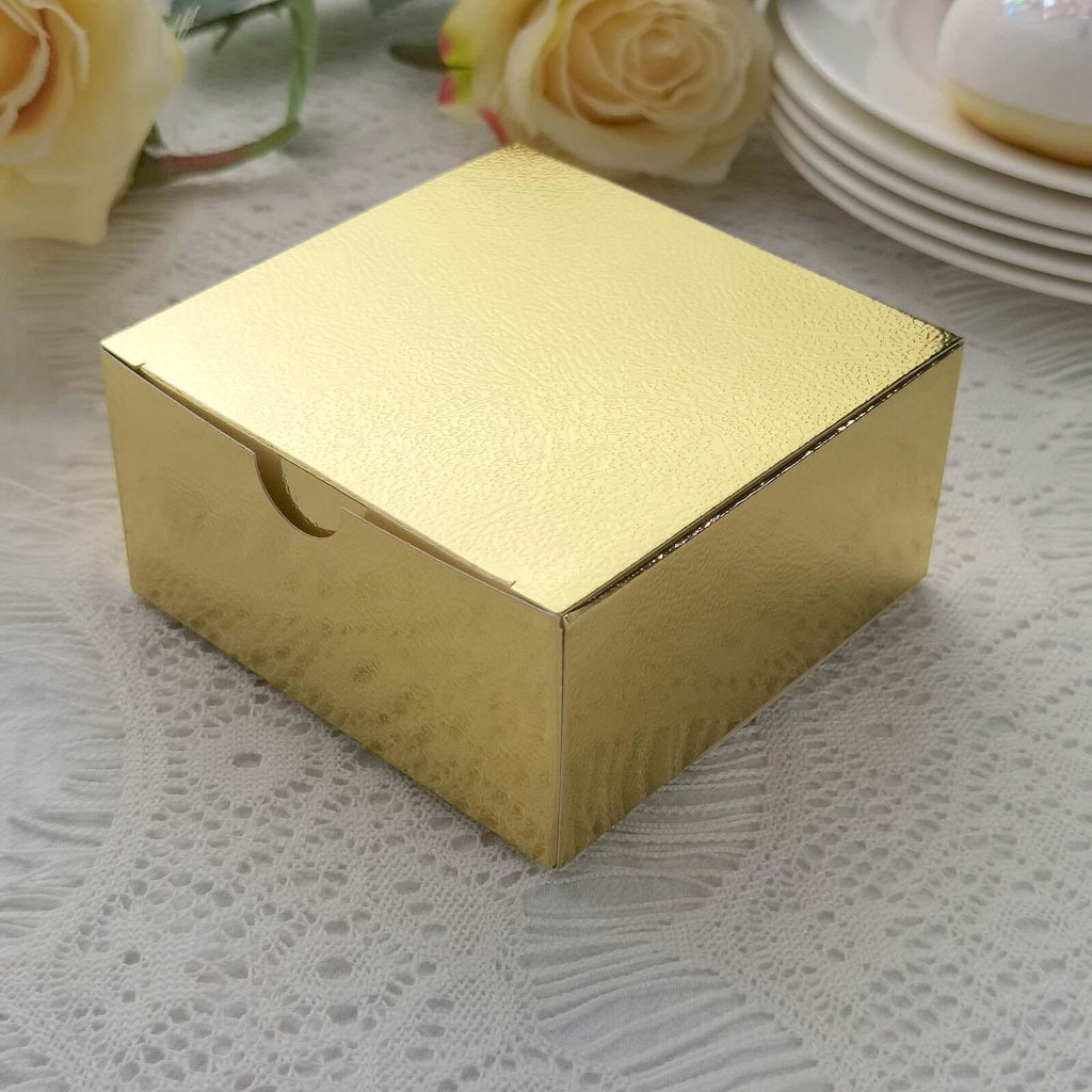 100 Pack 4"x4"x2" Gold Cake Cupcake Party Favor Gift Boxes, DIY